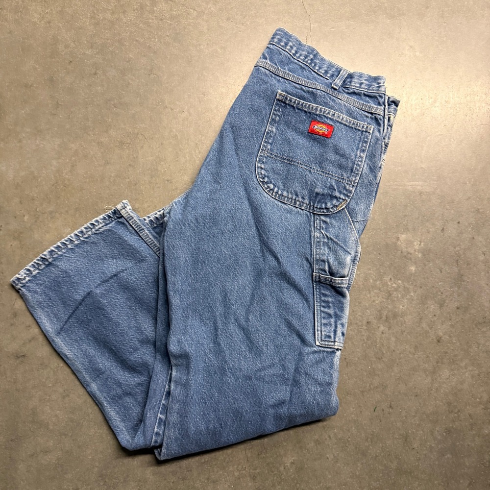 Dickies Mens Relaxed Fit Carpenter Jeans Blue Denim W37 L30 Hammer Loop 3833